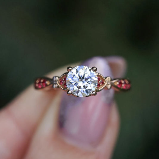 Women's Gold Zircon Simple Tail Versatile Pink Diamond Rings