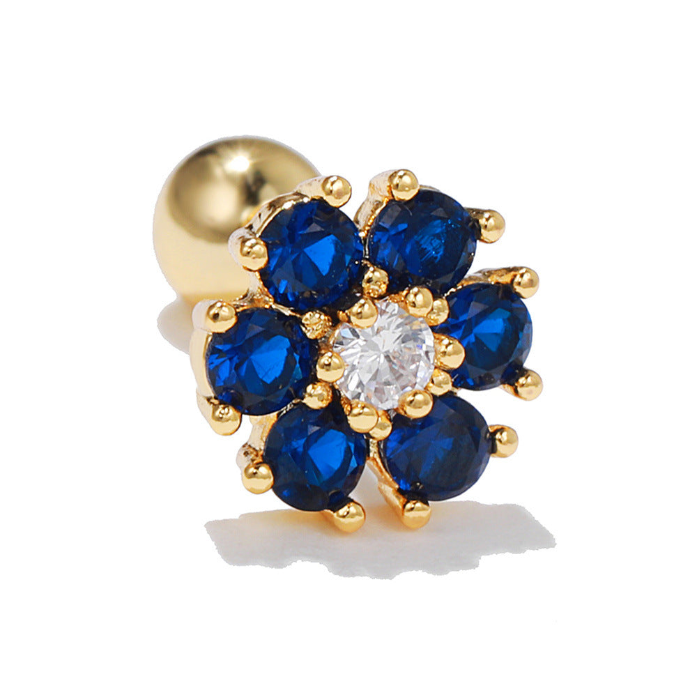 Style Retro Two-color Flower Ear Bone Gold Rings