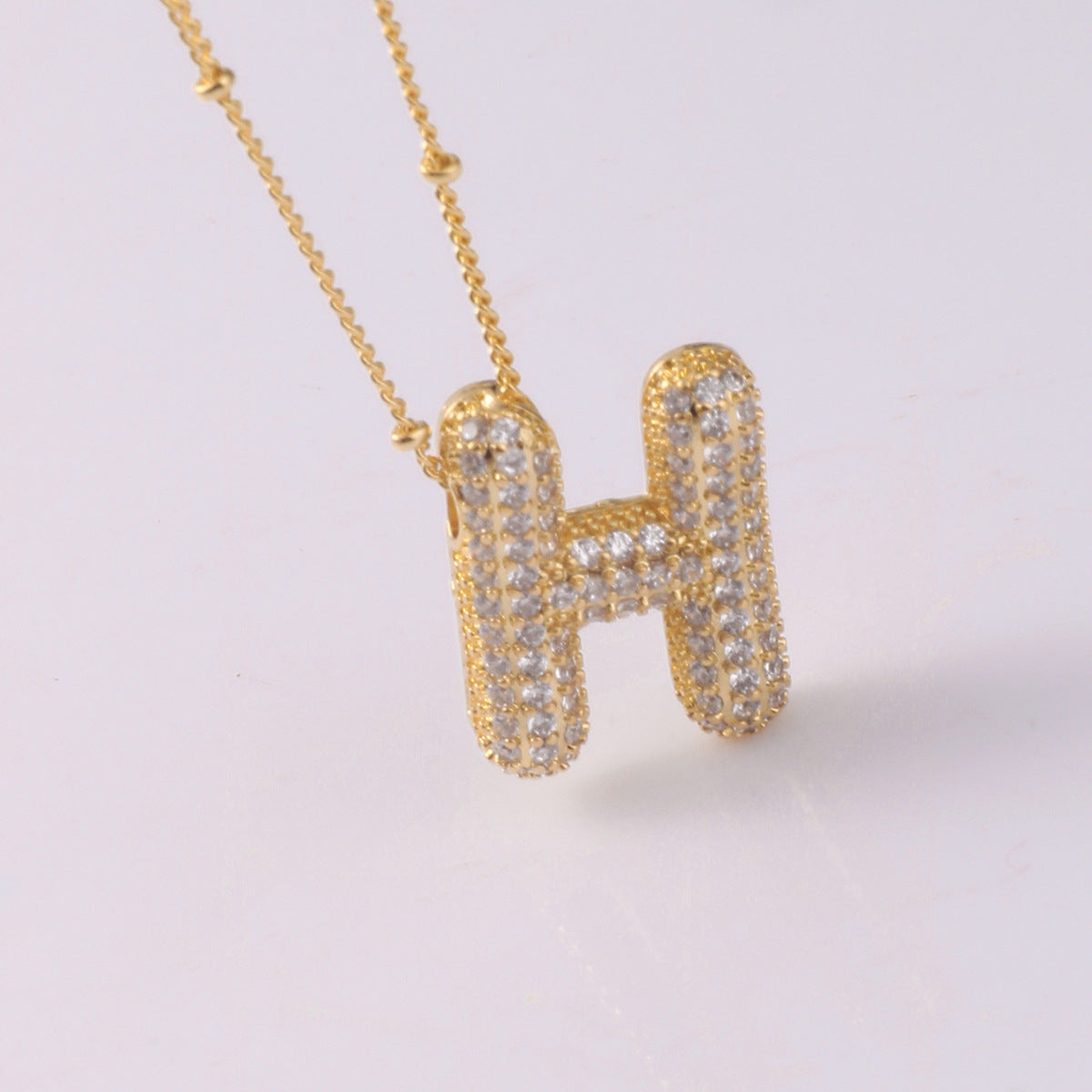 Women's Inlaid Zircon Full Diamond Bubble Letter Pendants