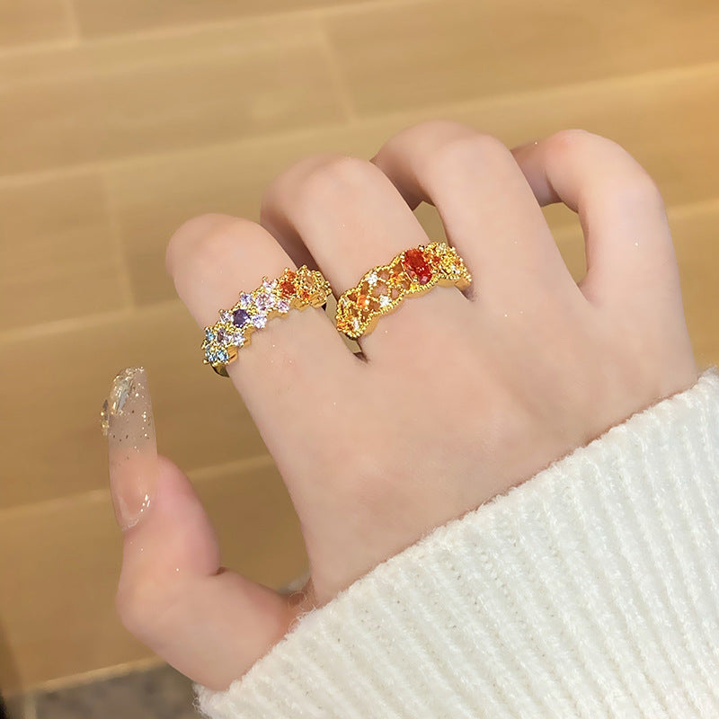 Retro Affordable Luxury Western Region Lace Hollow Out Rings