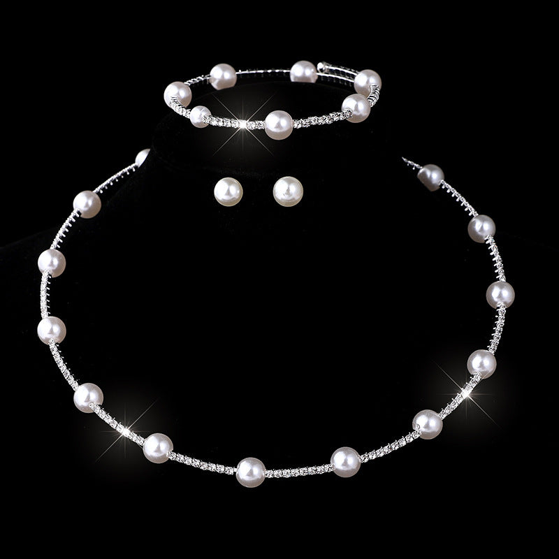 Comfortable Classy Bridal Full Diamond Clavicle Jewelry Set