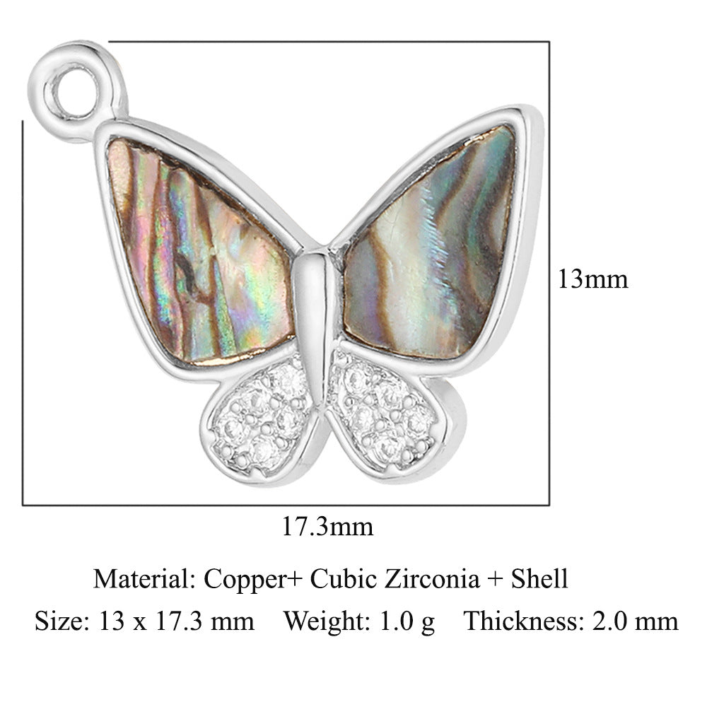 Shell Butterfly Abalone Copper Zircon Cupid Pendants