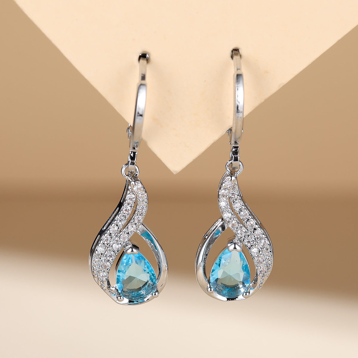 Stylish Water Drop Zircon Lady Temperament Earrings