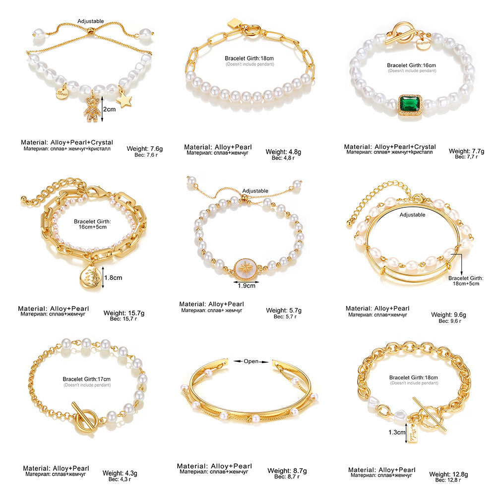 French Entry Lux Irregular Pearl Alloy Simple Bracelet