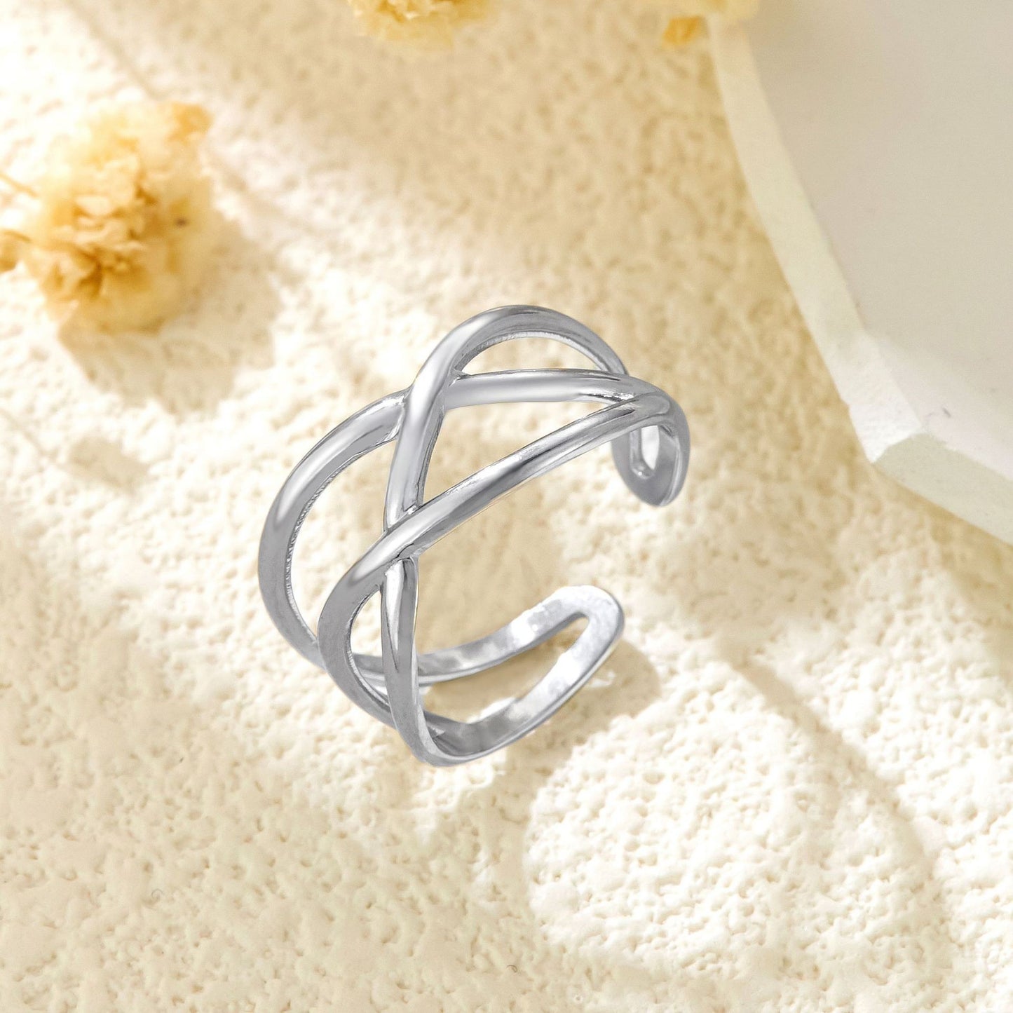 Stainless Steel Irregular Line Love Heart-shaped High-grade Ring