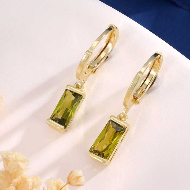 Design Colorful Zircon Ear Xi Birthstones Stud Earrings