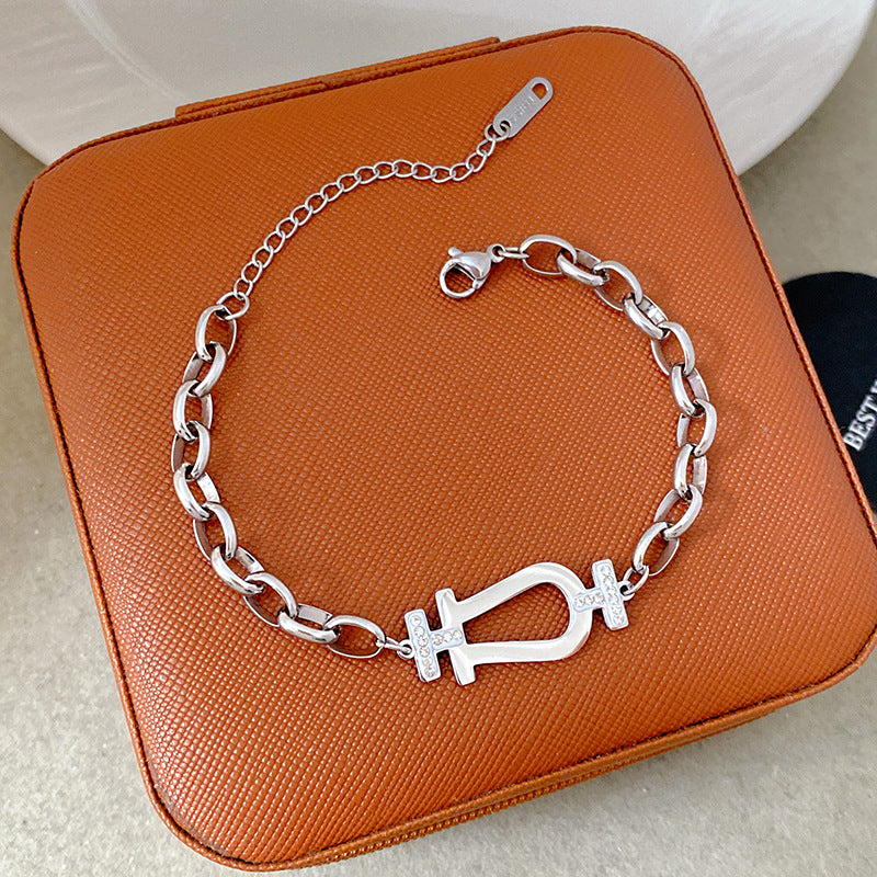 Light Luxury Micro Inlaid Zircon Woven Wire Mesh Fashion Temperament Bracelet