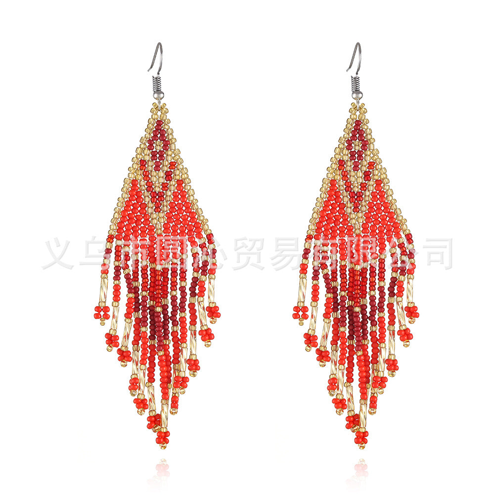 Colorful Bohemian Bead Female Niche Ethnic Style Earrings