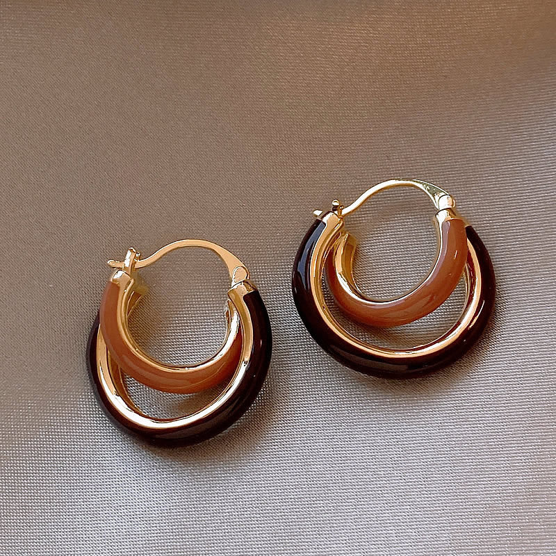 Electroplated Artificial Tigereye Clip Retro Fashion High Sense Light Rings
