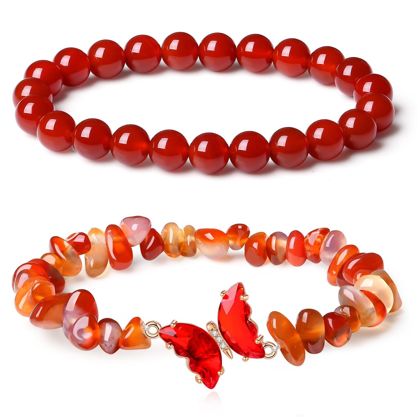 Simple Butterfly Natural Stone Crystal String Beads Bracelets