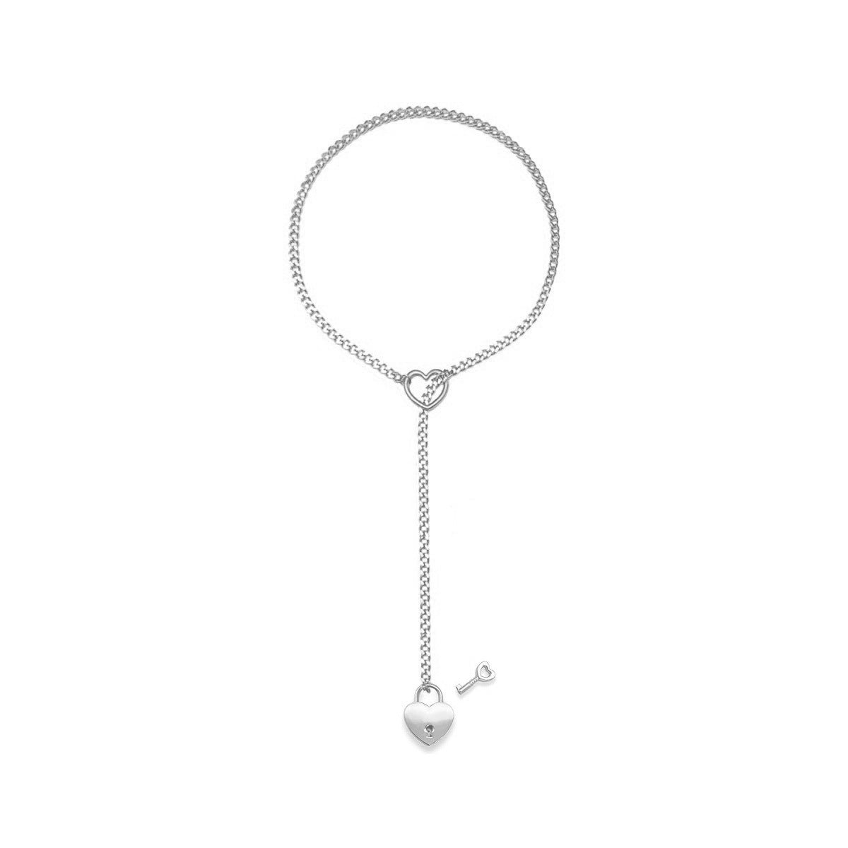 Punk Gothic Cuban Adjustable Love Heart Necklace