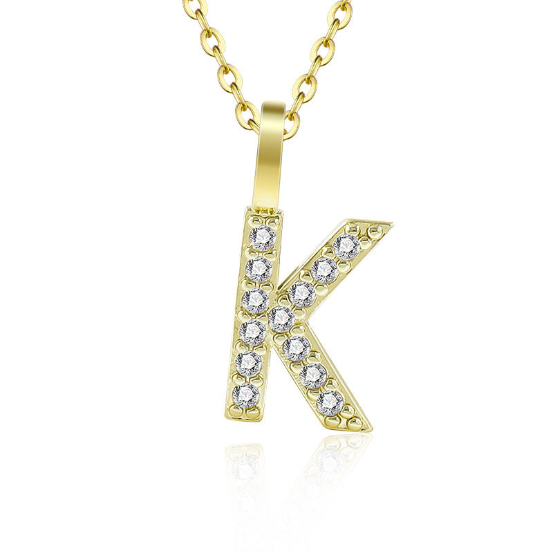 Diamond Inlaid Zircon English Letter Female Pendants