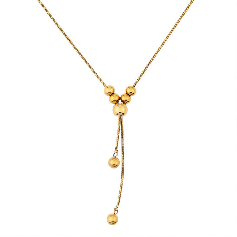 Round Beads Drawable Design Retro High-grade Long Necklaces