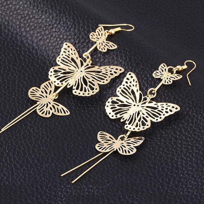 Beauty's Birth Day Hollow Butterfly Long Stud Earrings