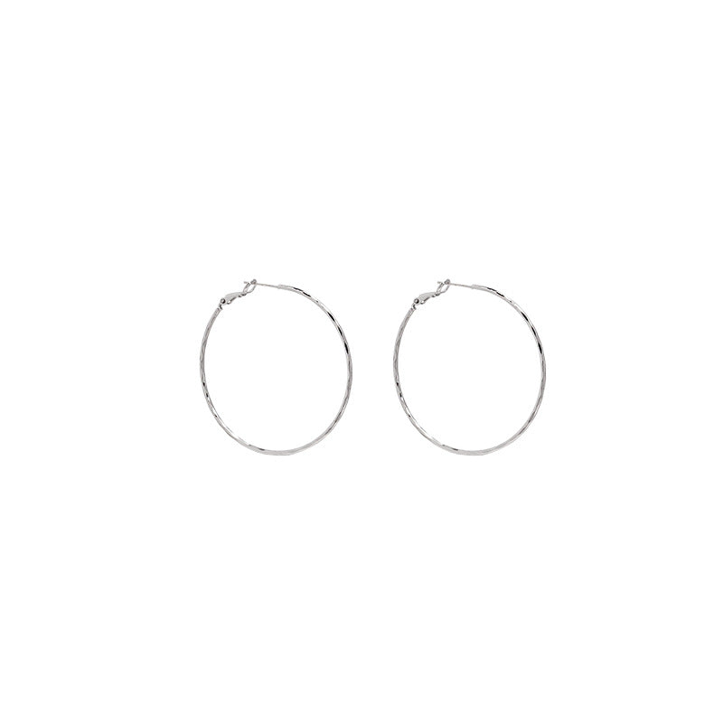 Style Sier Round Metal Ear Female Trendy Cold Earrings