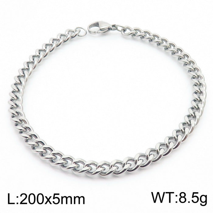 Men's Fashion Side Flat Chain Stainless Steel Bracelets