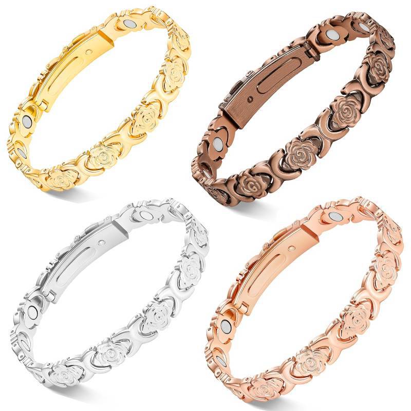 Luxury Fashion Rose Flower Magnet Diamond Single Bracelet