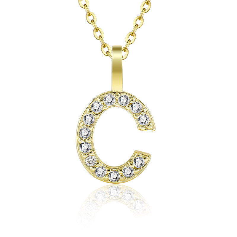 Diamond Inlaid Zircon English Letter Female Pendants