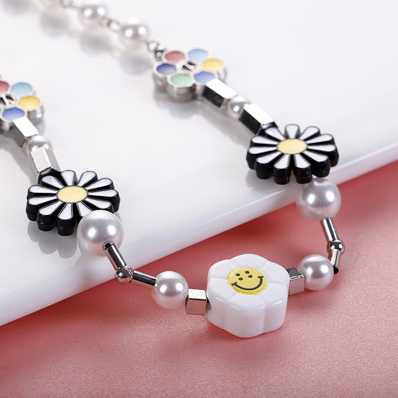 Women's & Men's Daisy Smiley Face Sunflower Pearl National Necklaces