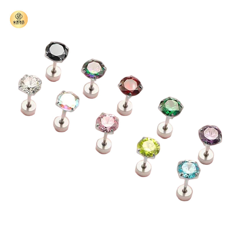Alloy Grade Zircon Ear Flat Bottom Bone Pin Stud Earrings