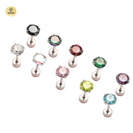 Alloy Grade Zircon Ear Flat Bottom Bone Pin Stud Earrings