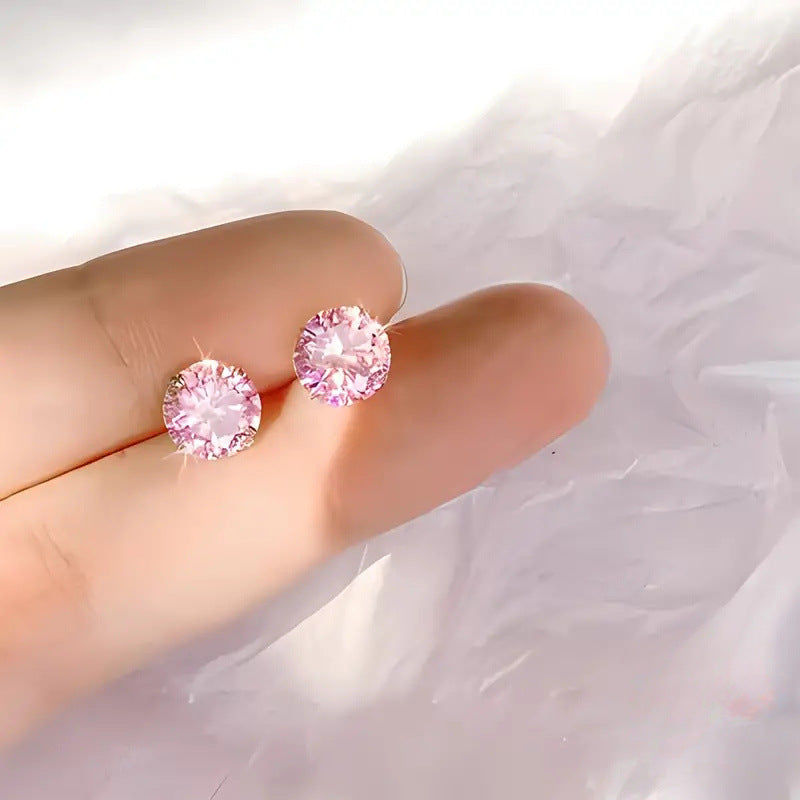 Classic Women's Korean Style Versatile Zircon Stud Earrings