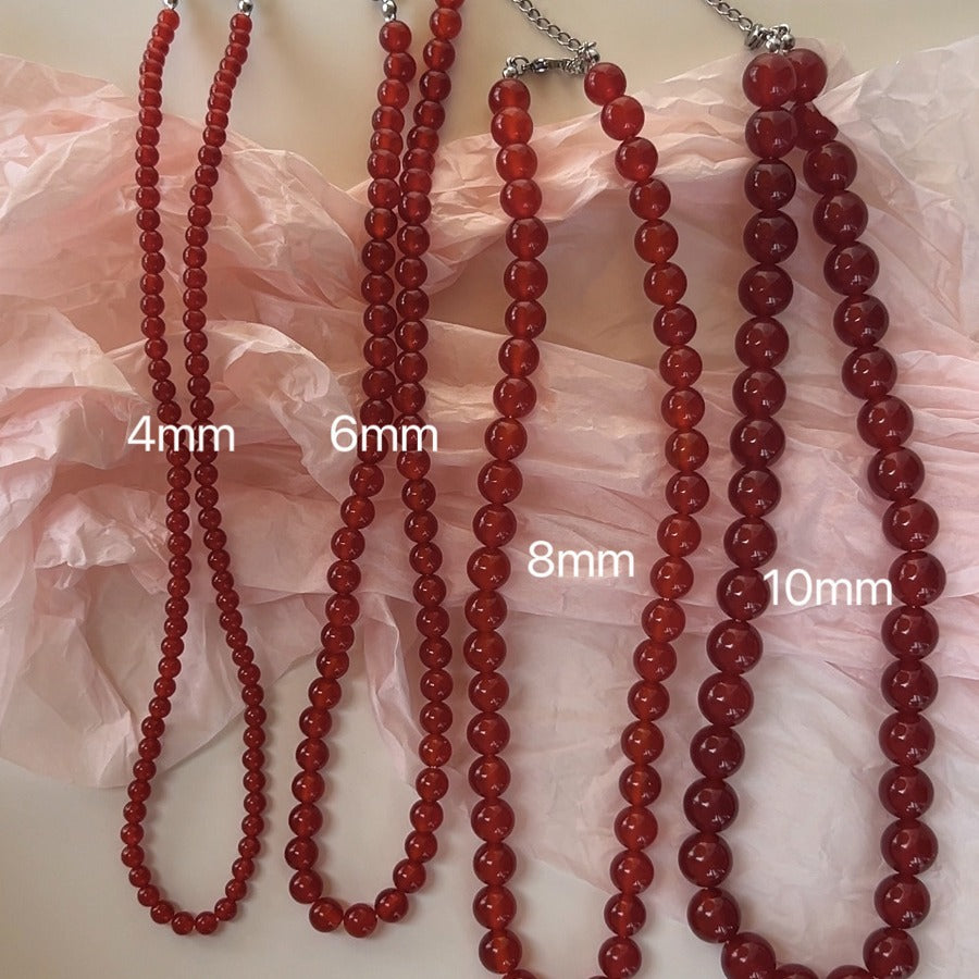 Women's White Vintage Red Agate Beaded High-grade Necklace