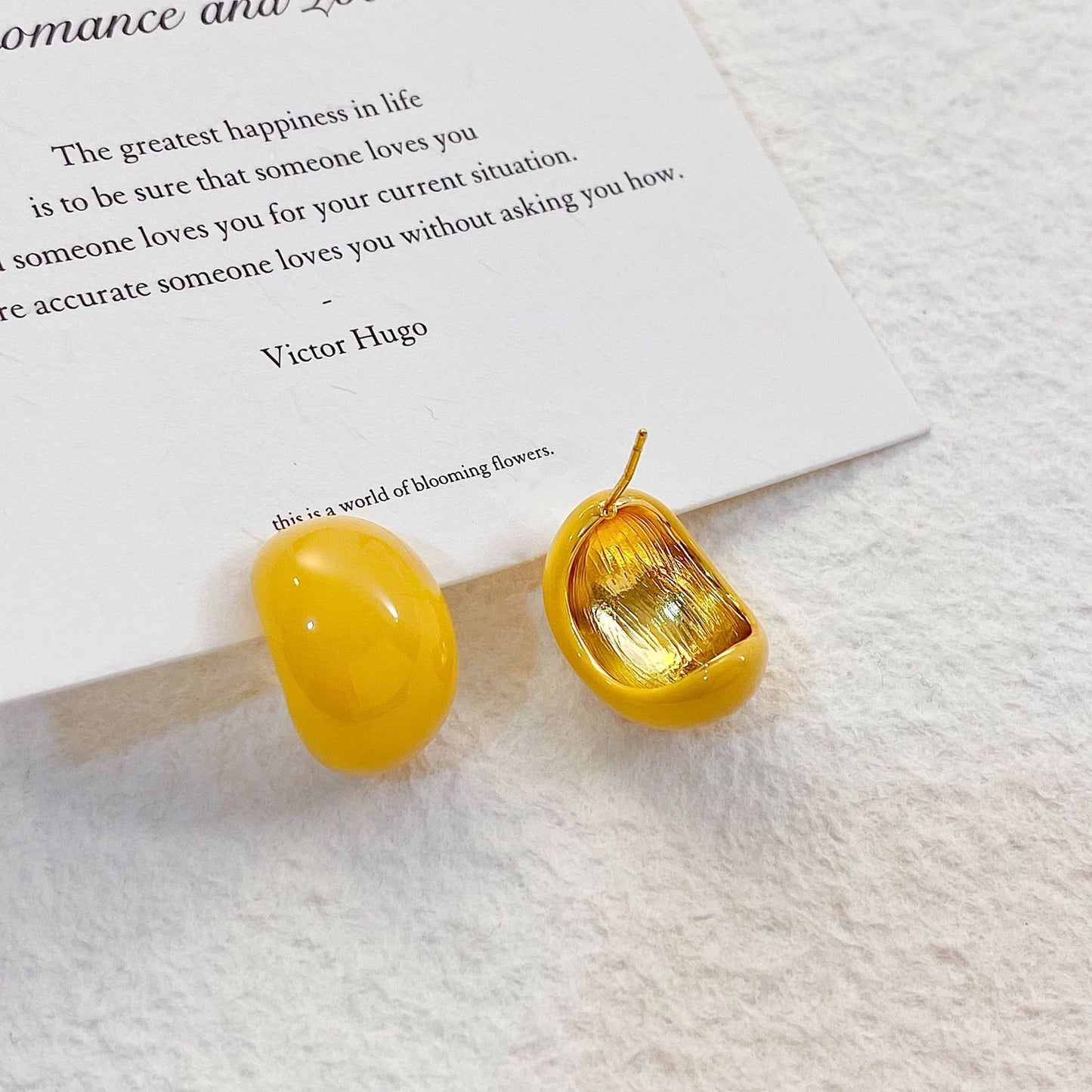 Plated Real Gold Ginger Flower Enamel Drip Glazed Female Sweet Earrings
