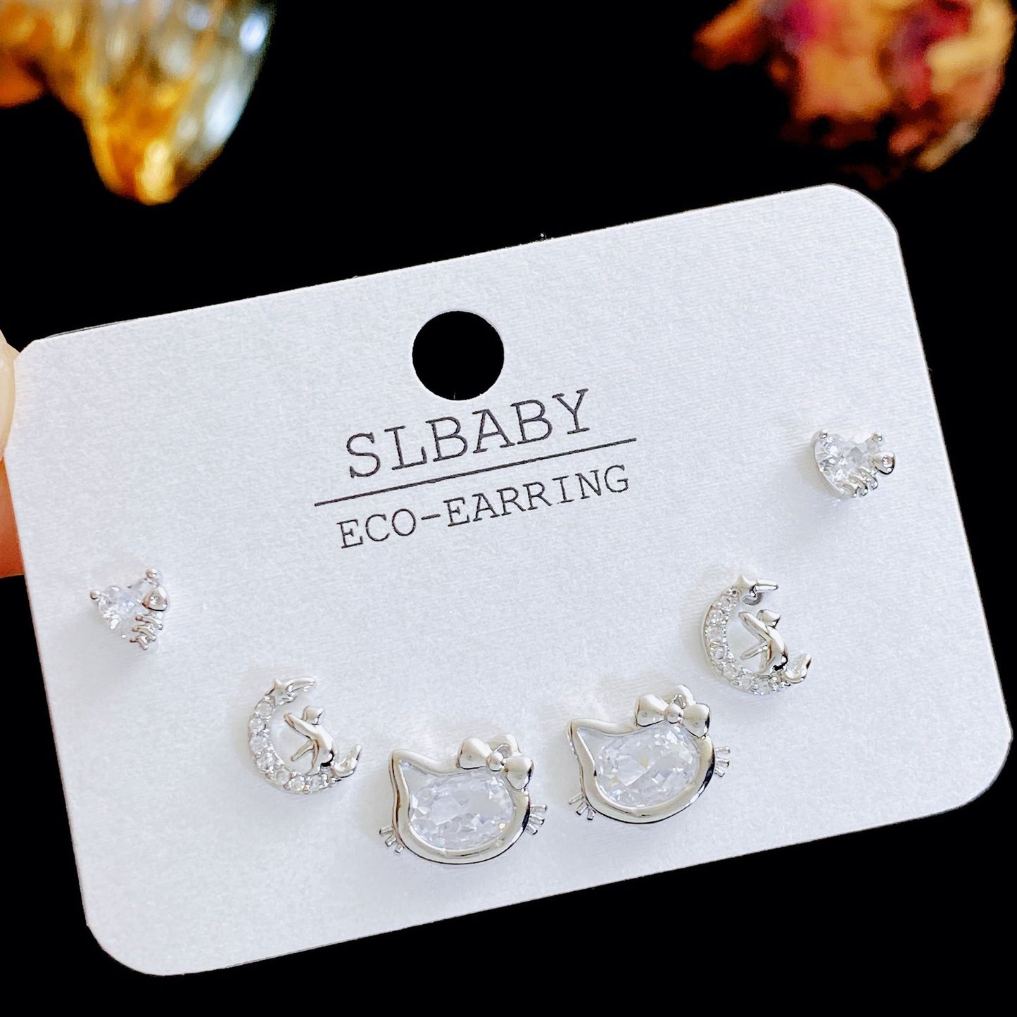 Women's Needle Simple Series Three Pairs Storage Ear Rings