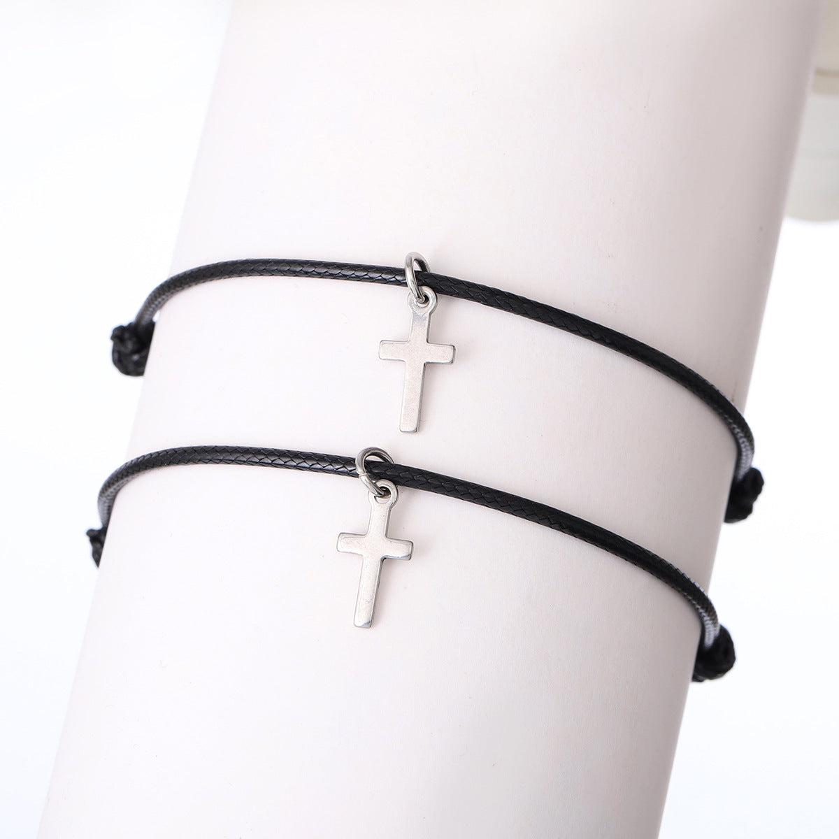 Women's & Men's Cross Shelf Round Magnet Wax Rope Couple Pair Bracelets