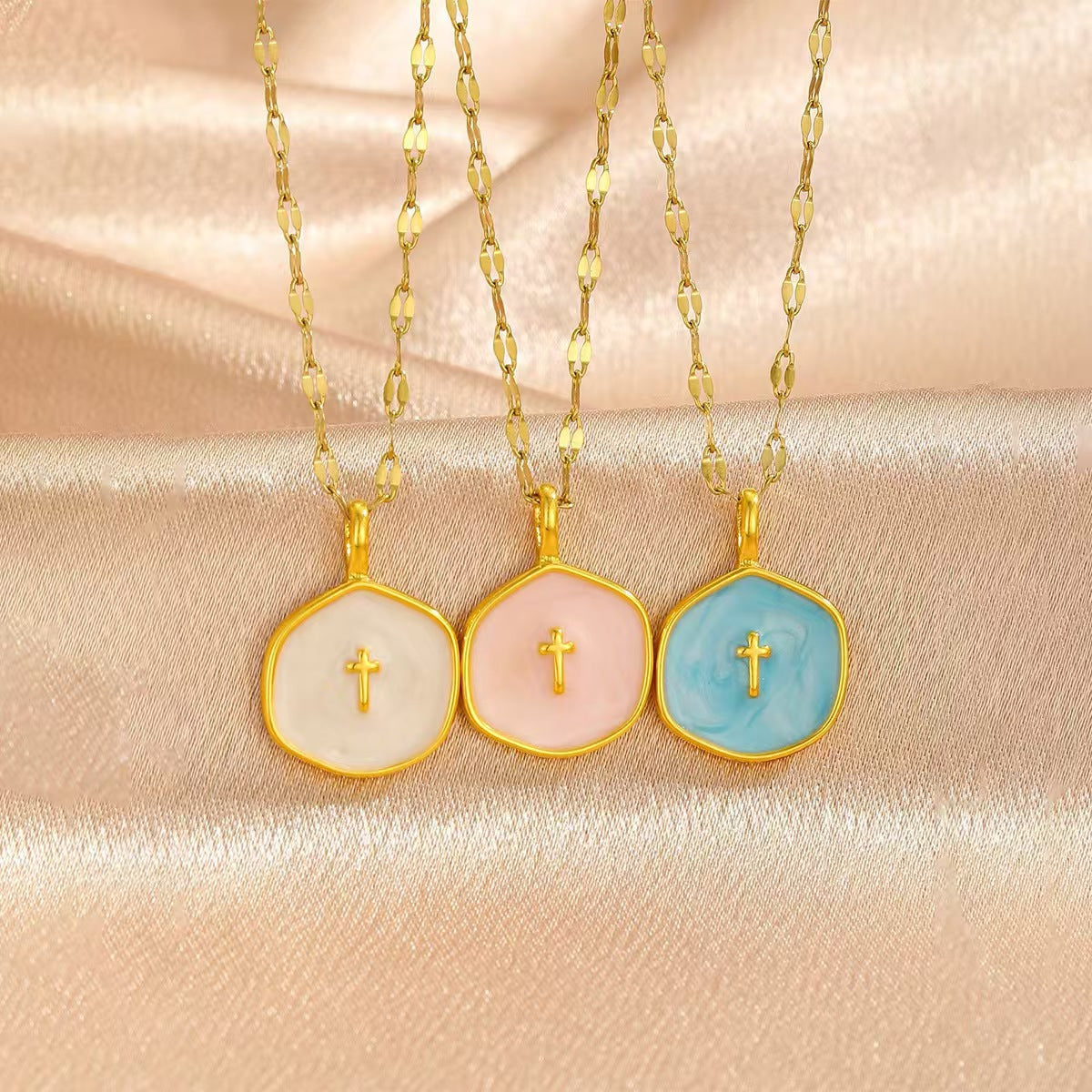 Women's Light Luxury Octagonal Round Cross For Temperament Necklace