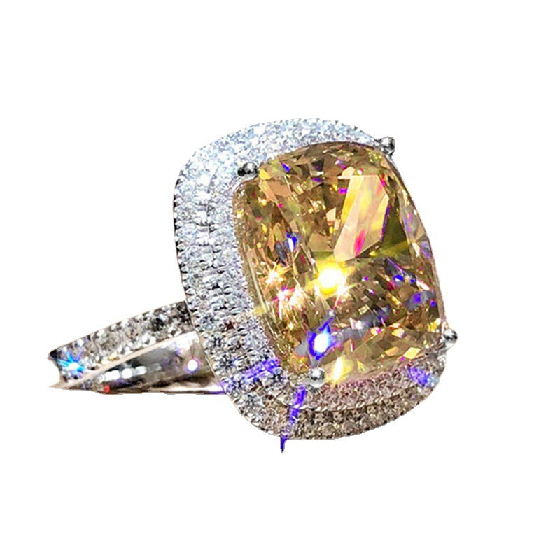 Square Zircon Full Diamond Light Luxury Elegant Rings