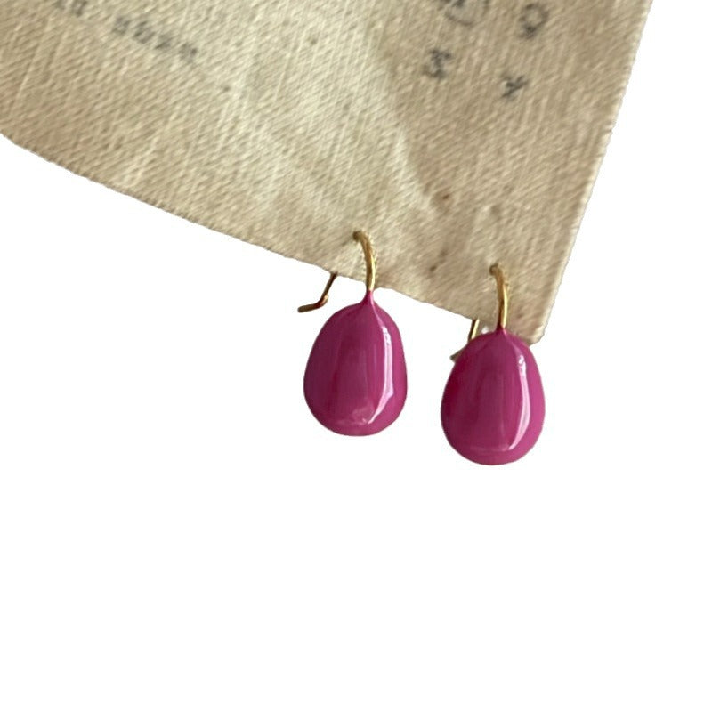 Women's French Style Colorful Oil Water Drop Light Luxury Minority Temperament Earrings