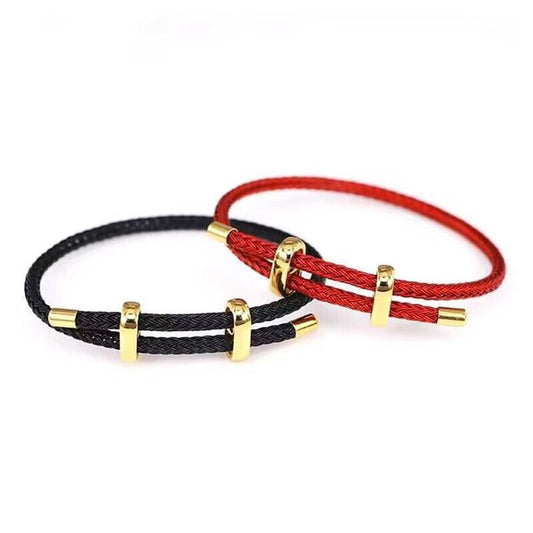 Adjustable Horoscope Buckle Woven Hard Gold Red Bracelet