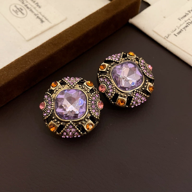 Needle Butterfly Enamel Vintage Court Style Delicate Light Luxury Earrings