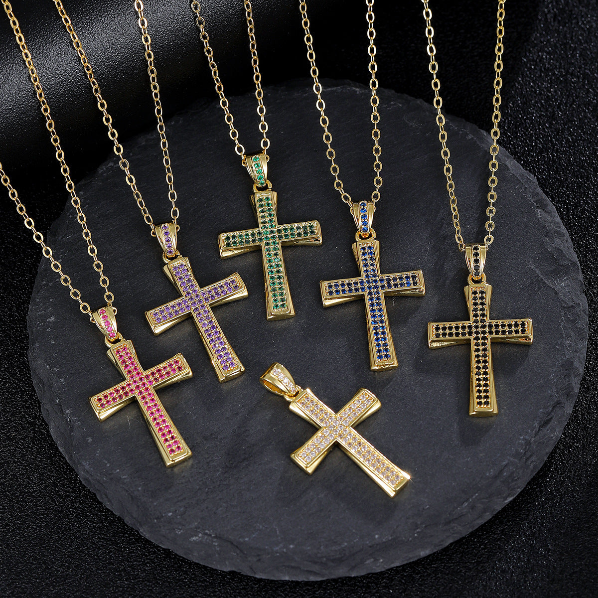 Plated Real Gold Micro Inlaid Color Zircon Pendants