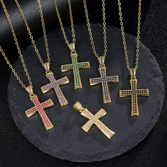 Plated Real Gold Micro Inlaid Color Zircon Pendants