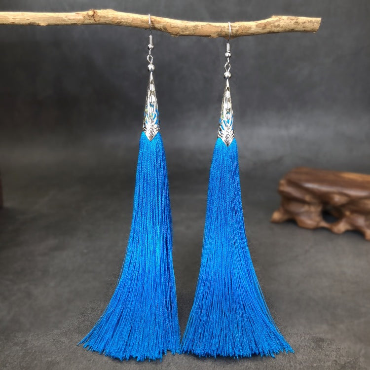 Women's Ethnic Style Tassel Classical Temperament Long Rings