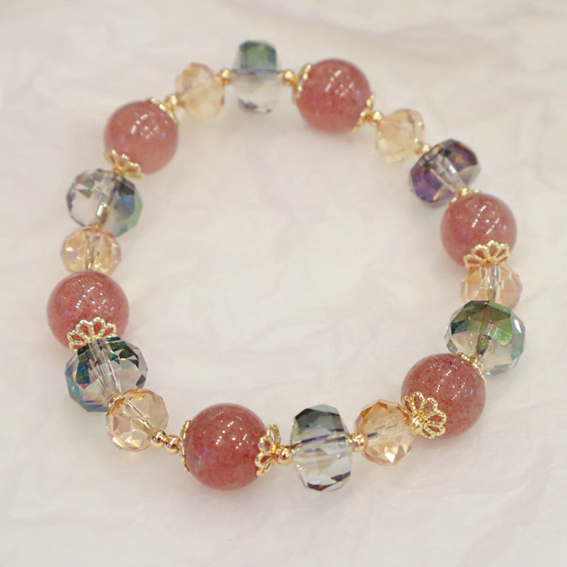 Women's Light Luxury Glass Imitation Strawberry Quartz Bracelets
