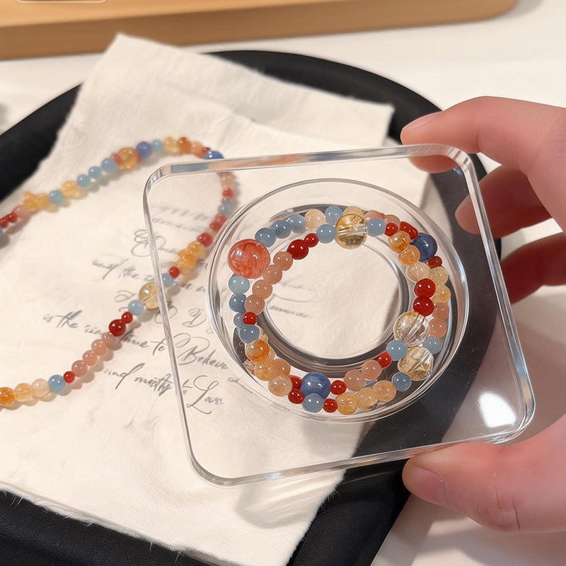 Style Natural Yellow Tower Crystal Red Sealant Flower Good-looking White Bracelet