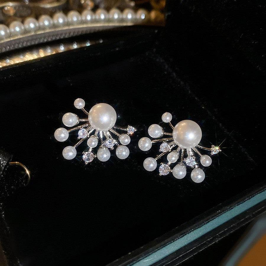 Women's Style Refined Zircon Flower Pearl Light Luxury High-grade Ear Earrings