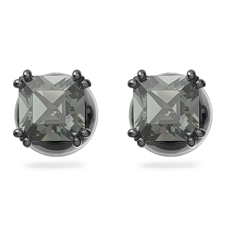 Austrian Crystal Thick Gold Plated Double-sided Rotating Earrings
