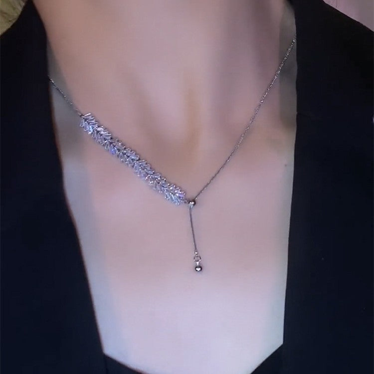 Women's Niche Design Crystal Wheat For Simple Graceful Cold Style Clavicle Necklace