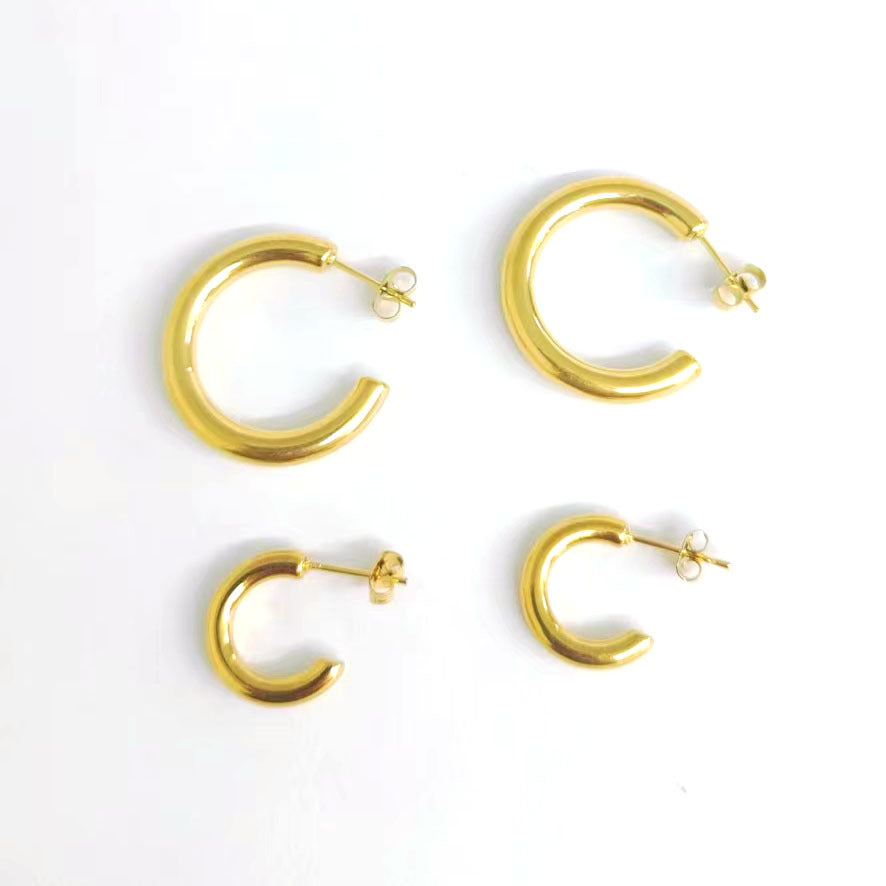 Shaped Stainless Steel Gold High-grade Simple Earrings