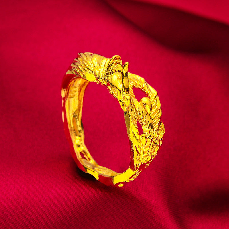 Women's & Men's Vietnam Placer Gold Dragon Phoenix Open Rings