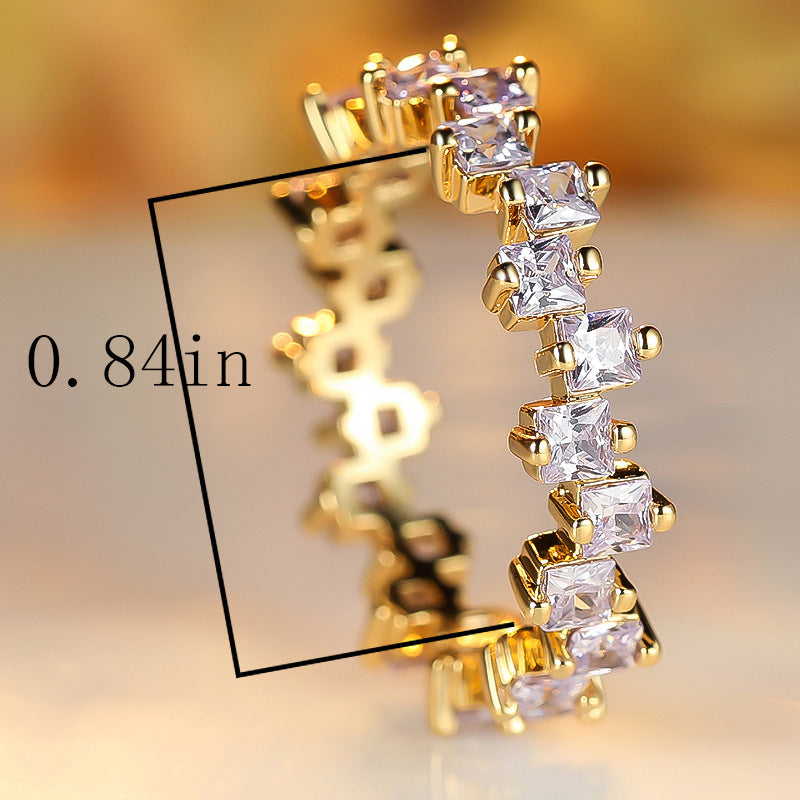 Dislocation Diamond Square Zircon Creative Gold Rings