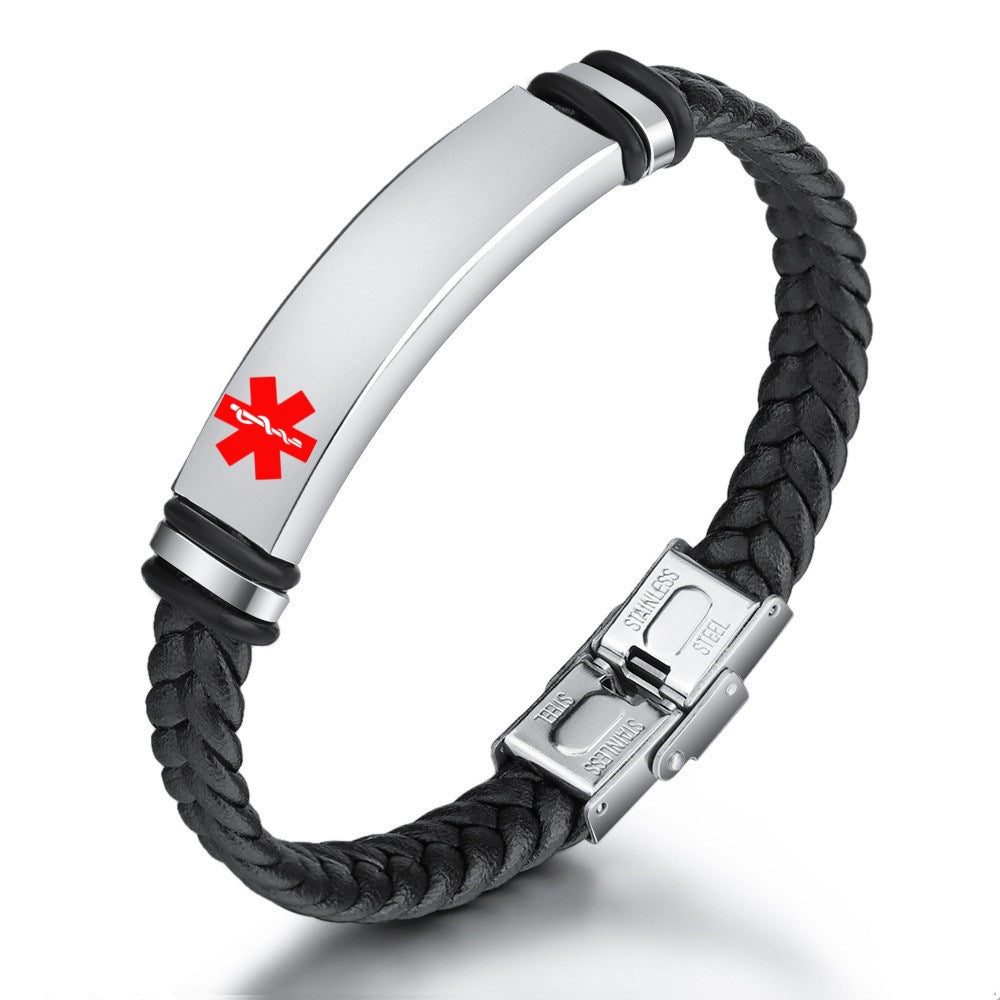 Glossy Can Carve Writing Stainless Couple Inscribed Medical Mark Bracelet