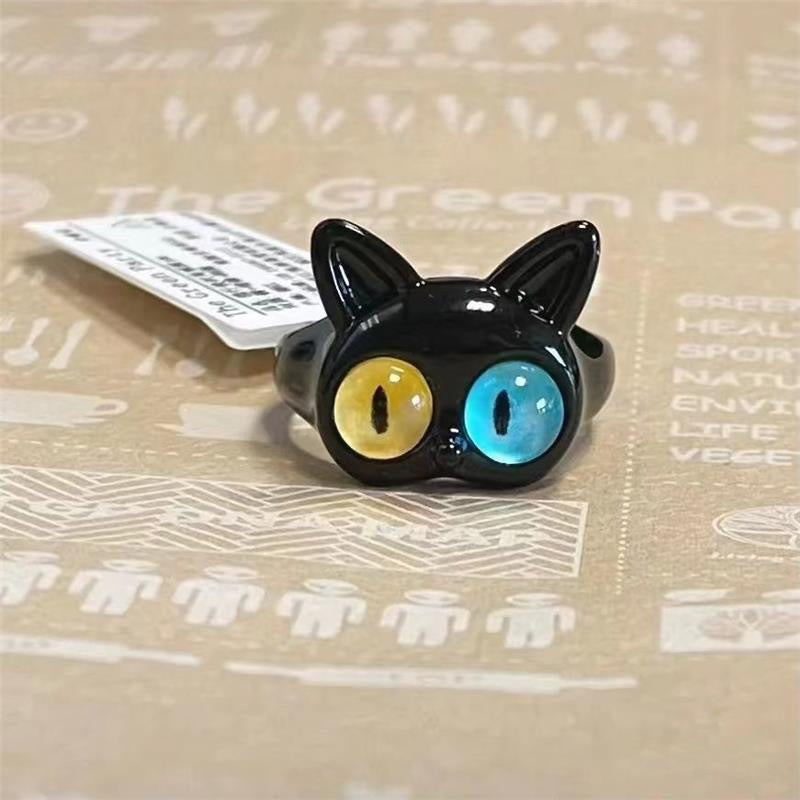 Black Cat Little Monster Big Eyes Sweet Cool Cartoon Cute Ring
