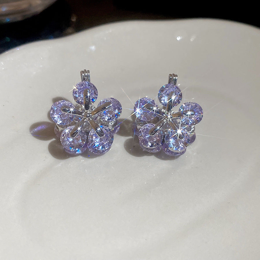 Korean Style White Zircon High-grade Simple Personalized Design Sense Earrings