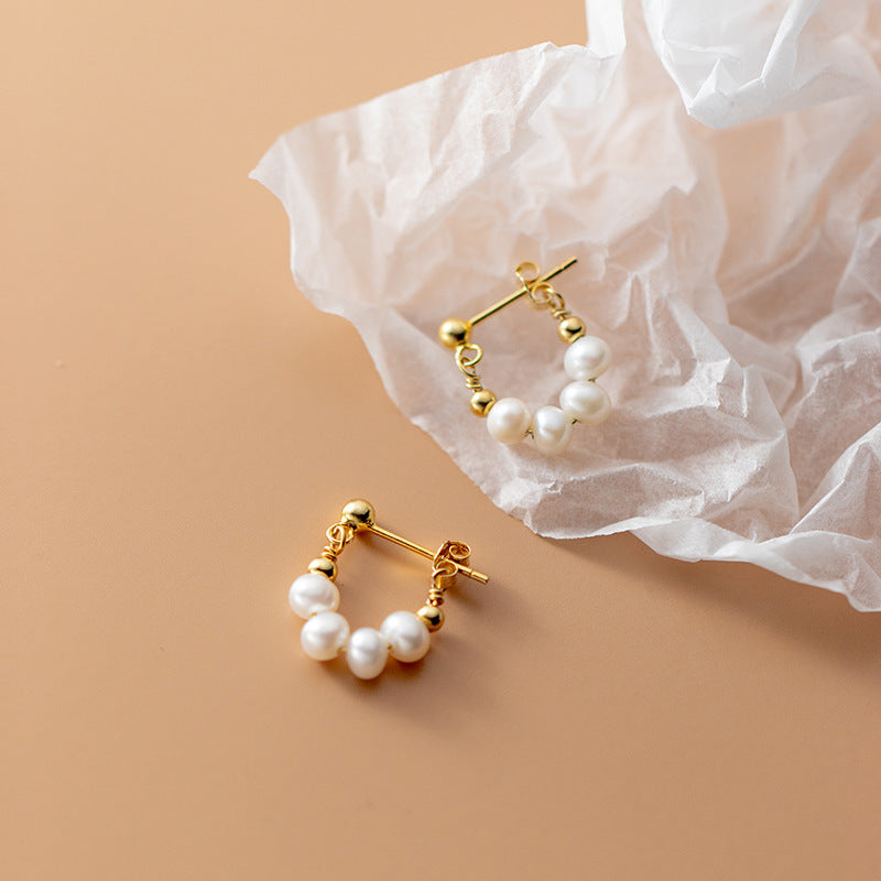 Short Summer Pearl Retro Style Temperament Earrings